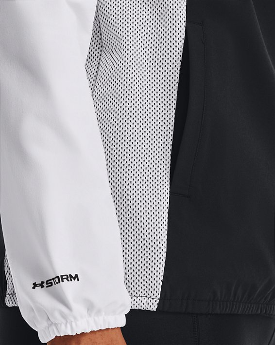 Damen UA Woven Mesh Jacke mit durchgehendem Zip, Black, pdpMainDesktop image number 3